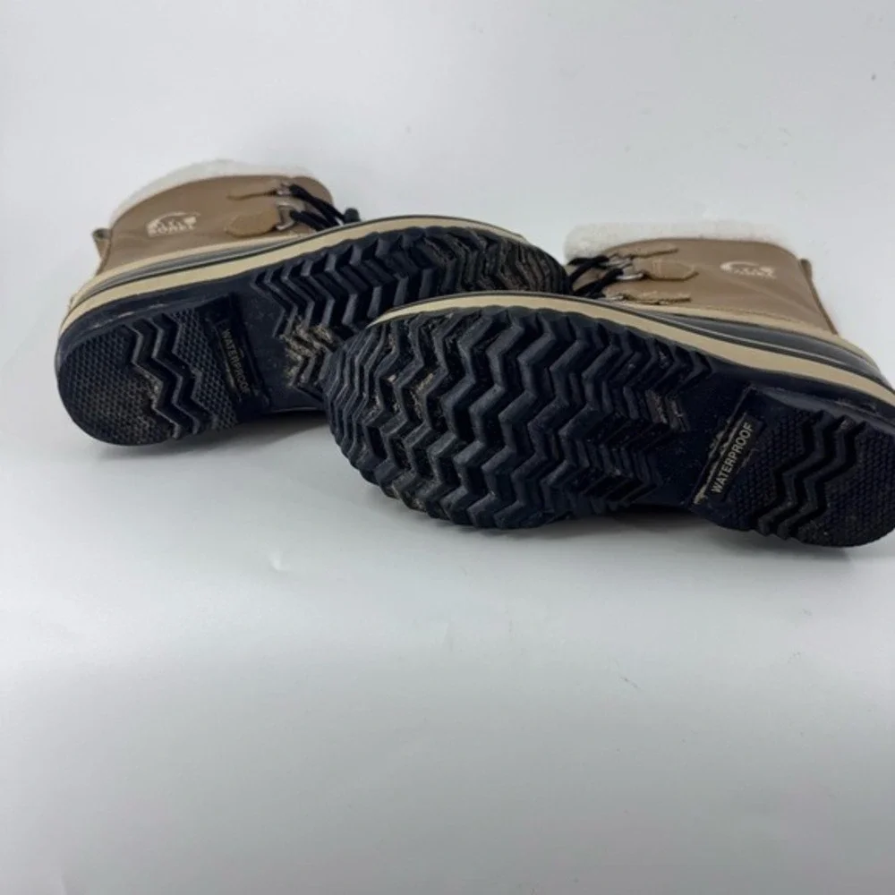 Sorel Yoot Pac Tan Black Waterproof Winter Snow‎ Boots Womens 5